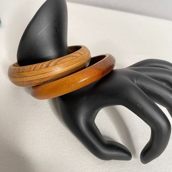 Wooden Bangle Bracelets Different Patterns, Different Widths - Picture 1 of 10